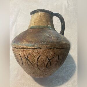 Handcrafted Rustic Ceramic Pitcher Vase - Brown and Black